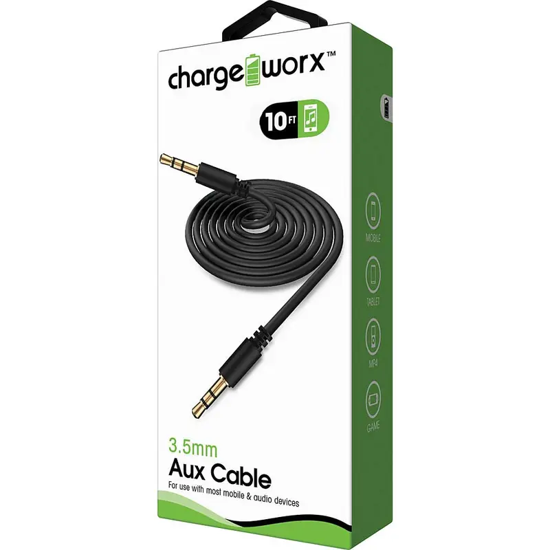 10Ft Aux Audio Cable, Black 1