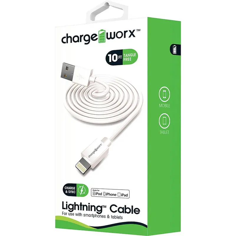 10Ft Lightning Sync & Charge Cable, White 1
