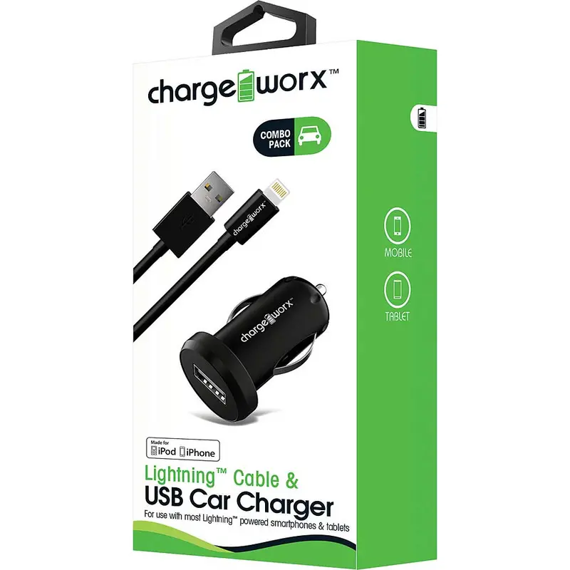 1Amp Usb Car Charger & Lightning Cable, Black 1