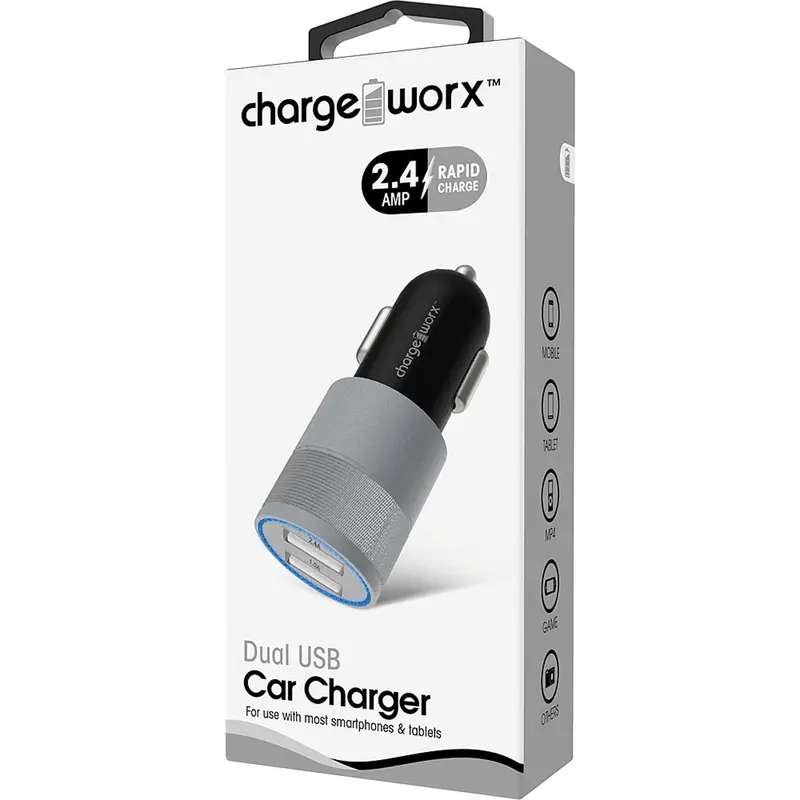2.4 Dual Usb Car Charger, Black/Silver 1
