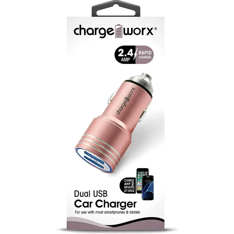 2.4 Dual Usb Car Charger With Escape Hammer, Rose Gold 1