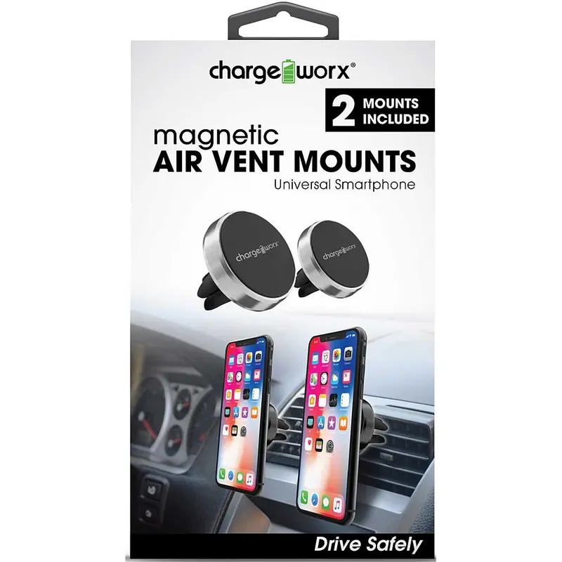 2 Magnetic Air Vent Mounts, Silver 1
