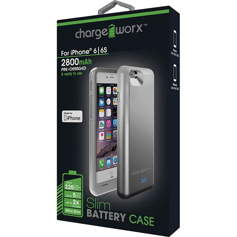 2800 Mah Battery Case For Iphone 6, Silver 1