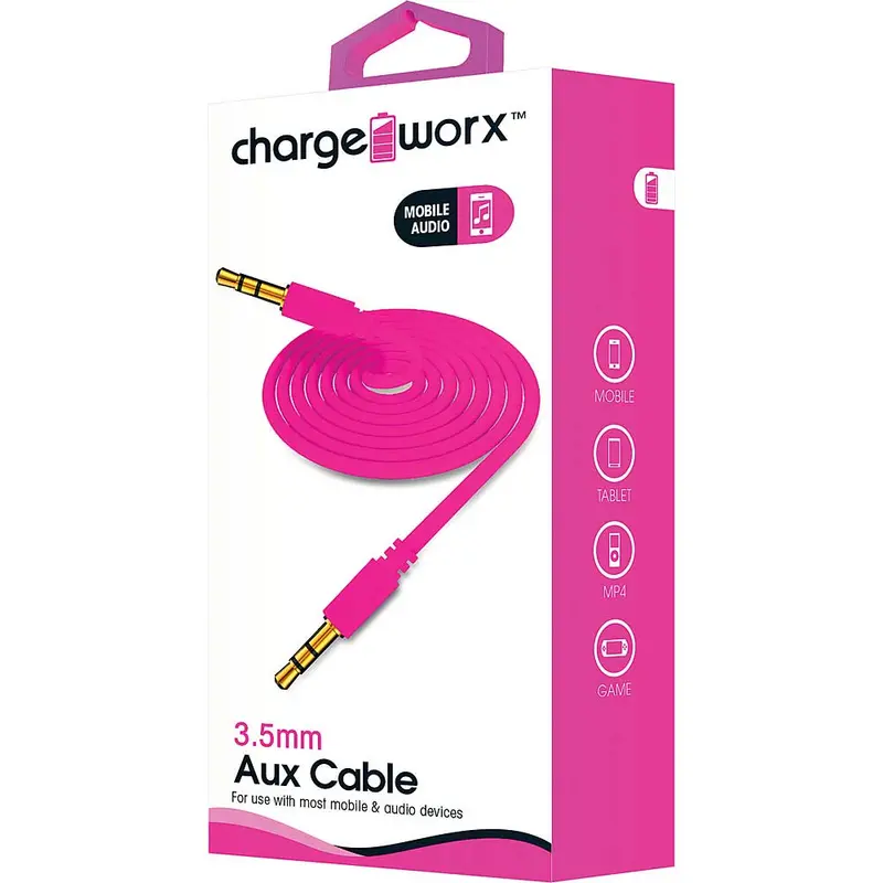 3Ft Aux Audio Cable, Pink 1