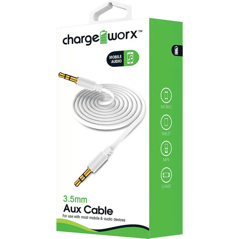 3Ft Aux Audio Cable, White 1