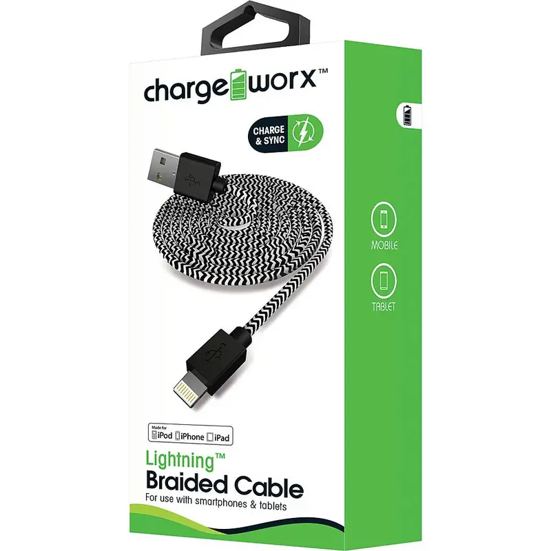 3Ft Lightning Braided Sync & Charge Cable, Black 1