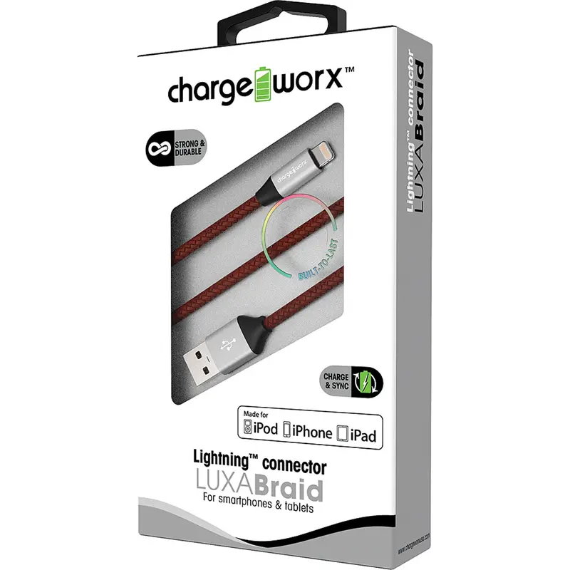 3Ft Lightning Luxabraid Cable, Brown 1
