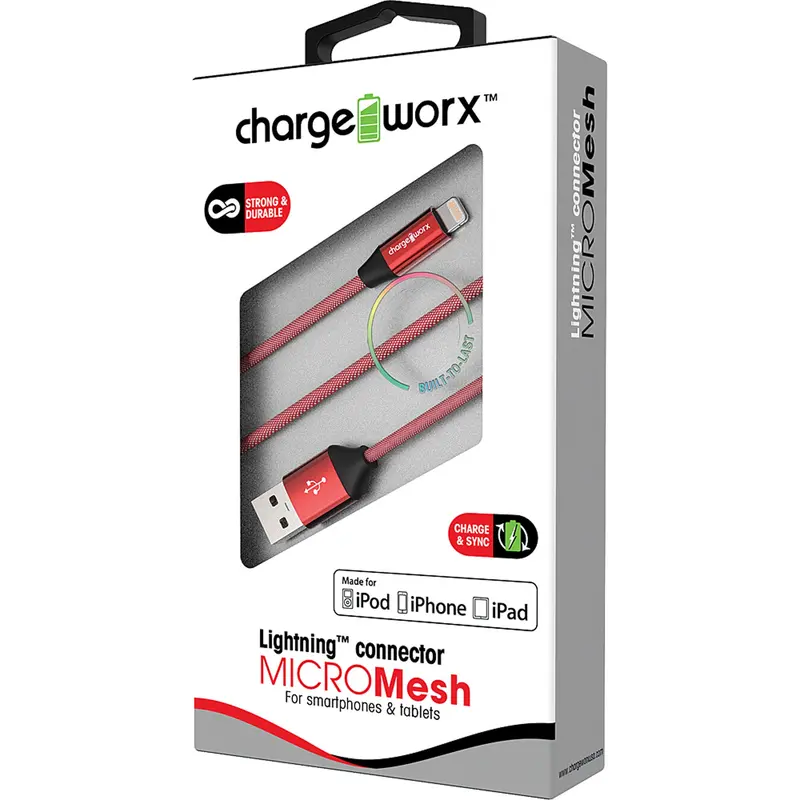 3Ft Lightning Micromesh Cable, Red 1