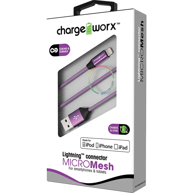 3Ft Lightning Micromesh Cable, Violet 1