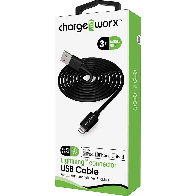 3Ft Lightning Sync & Charge Cable, Black 1