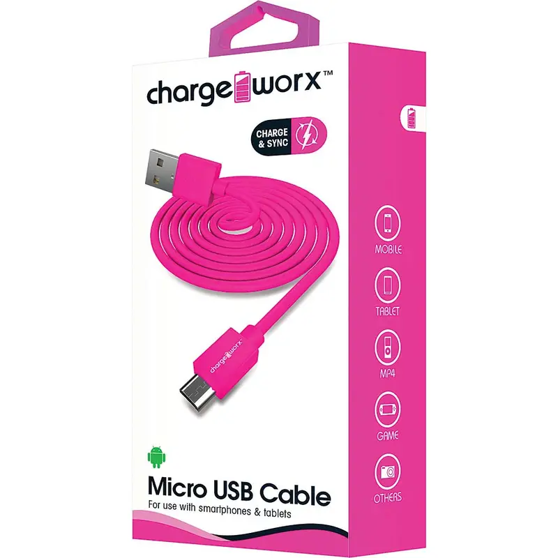 3Ft Micro Usb Sync & Charge Cable, Pink 1