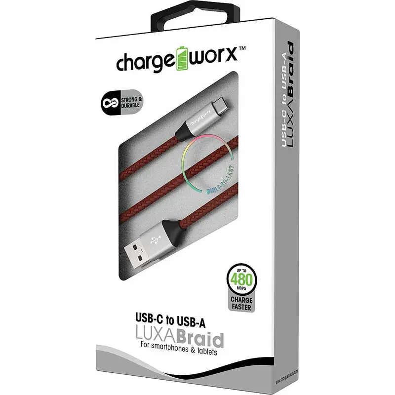 3Ft Usb-C To Usb-A Luxabraid Cable, Brown 1