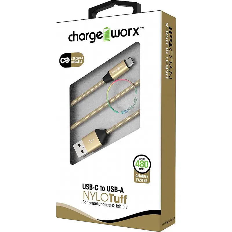 3Ft Usb-C To Usb-A Nylotuff Cable, Gold 1