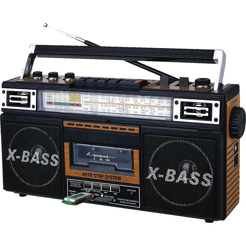 5 Band Radio & Cassette Player, Wood 1