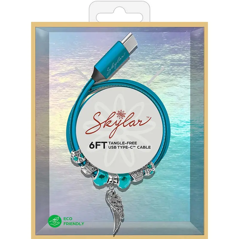6-Ft Ucb-C Jeweled Charging Cords, Turquoise 1
