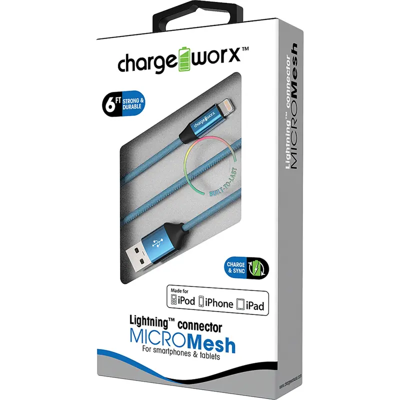 6Ft Lightning Micromesh Cable, Blue 1
