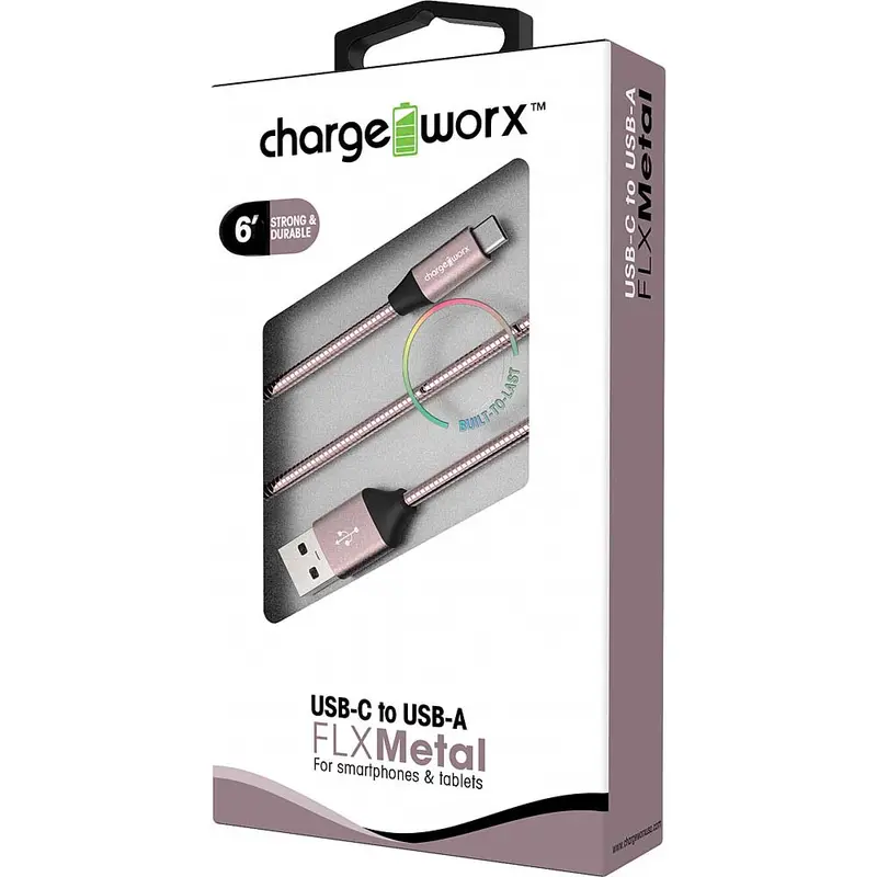 6Ft Usb-C To Usb-A Flxmetal Cable, Rose Gold 1