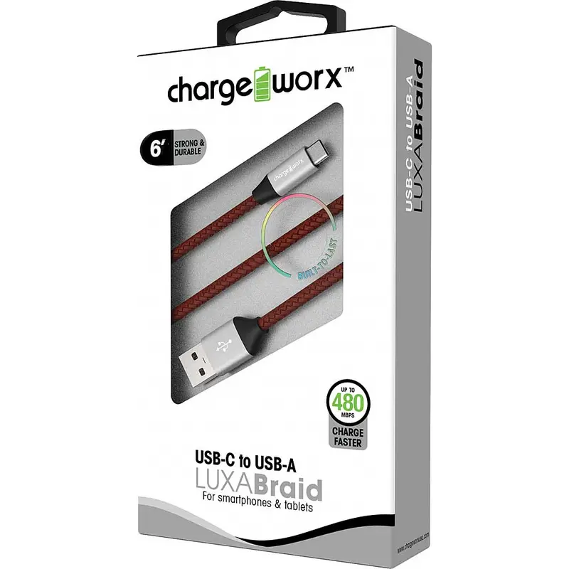 6Ft Usb-C To Usb-A Luxabraid Cable, Brown 1