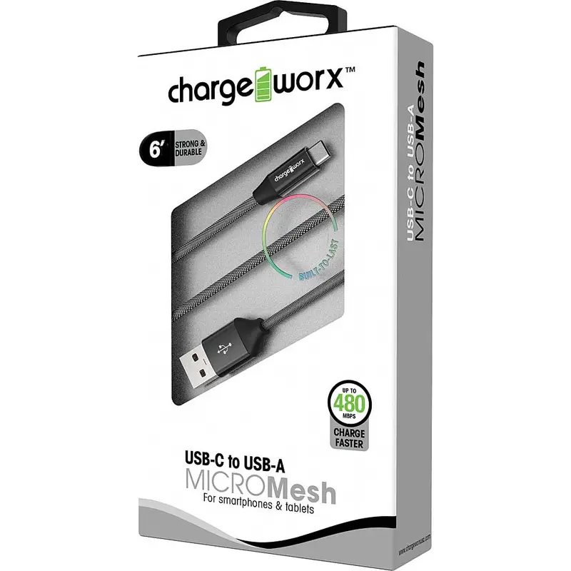 6Ft Usb-C To Usb-A "Micromesh" Cable, Black 1