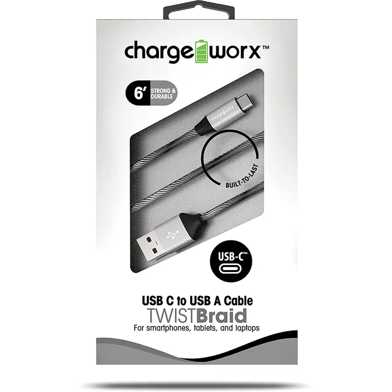 6Ft Usb-C To Usb-A "Twistbraid" Cable, Black 1