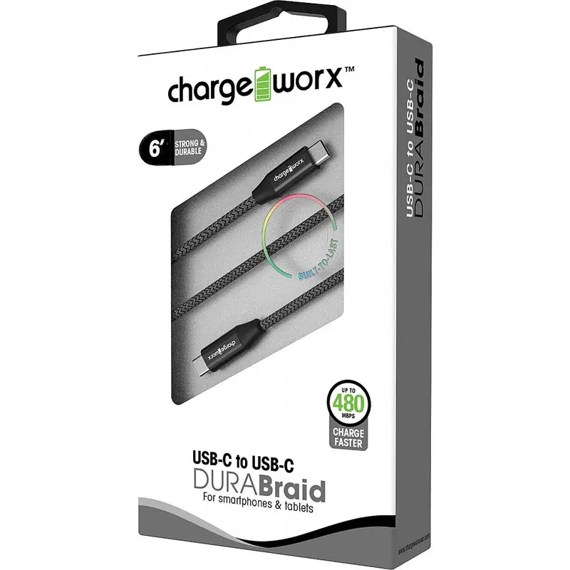 6Ft Usb-C To Usb-C "Durabraid" Cable, Blue 1