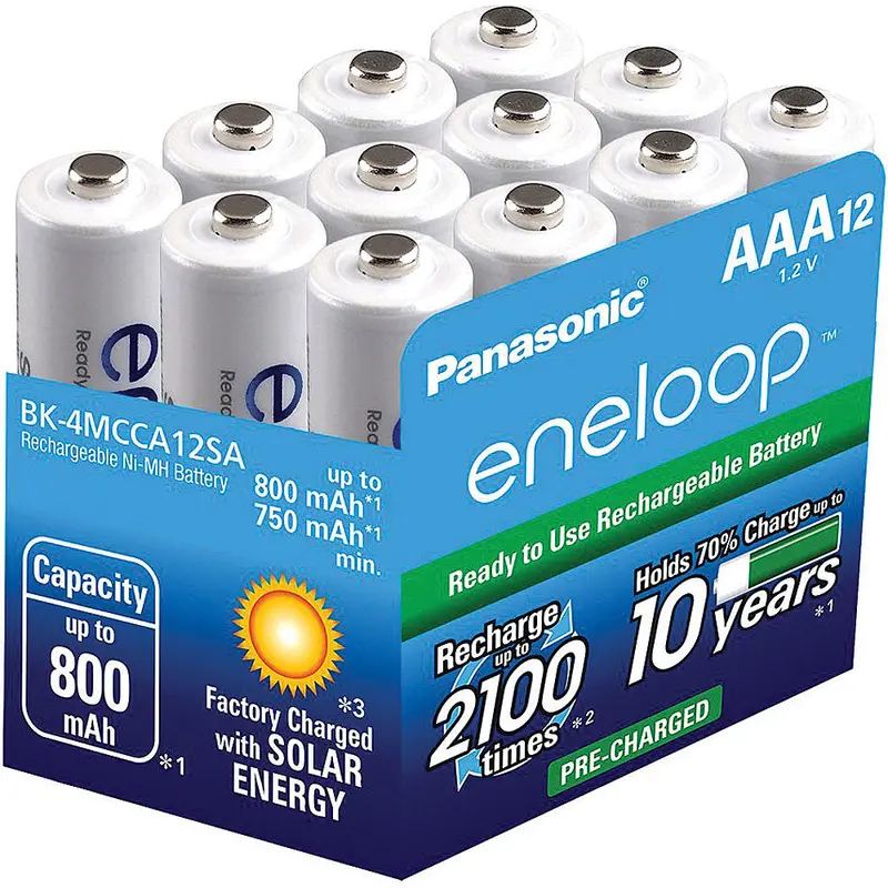 Aaa 2100 Cycle Ni-Mh Pre-Charged Rechargeable Batteries, 12 Pack 1