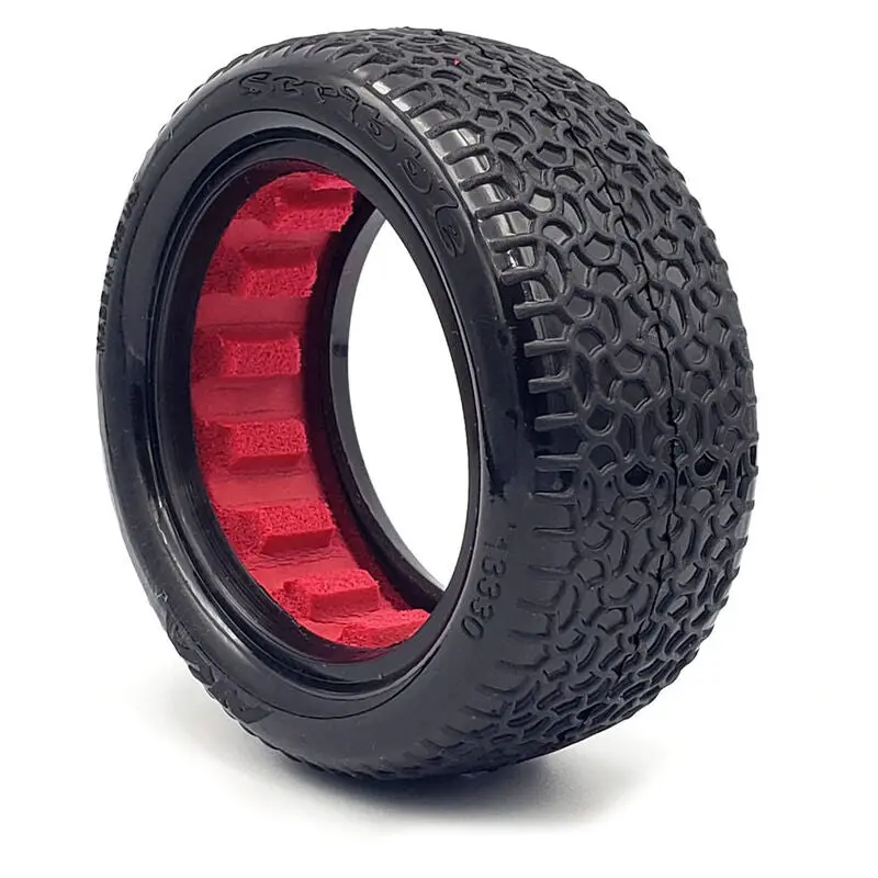 Aka 1/10 Scribble Front 4Wd 2.2 Tires, Clay With Red Inserts (2): Buggy 1
