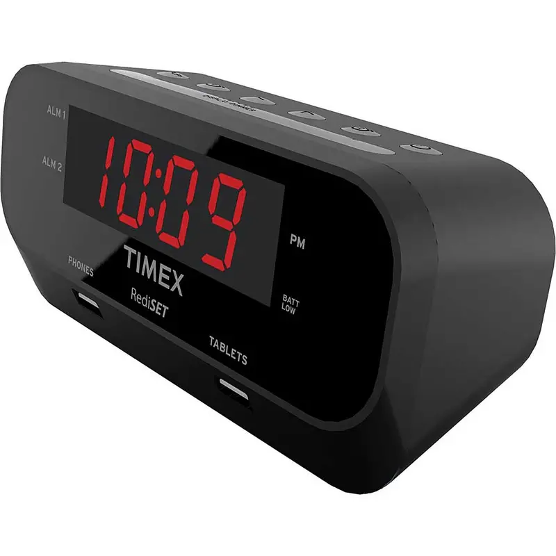 Alarm Clock With Dual Usb Charging, Black 1