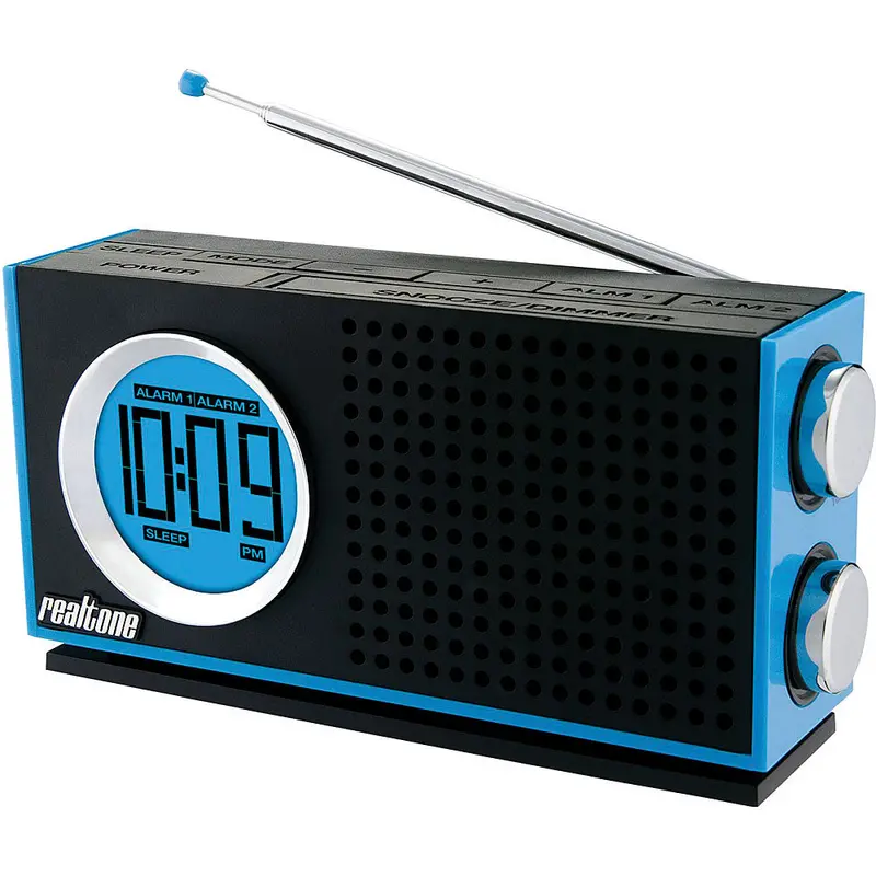 Am/Fm Portable Dual Alarm Clock Radio, Blue 1