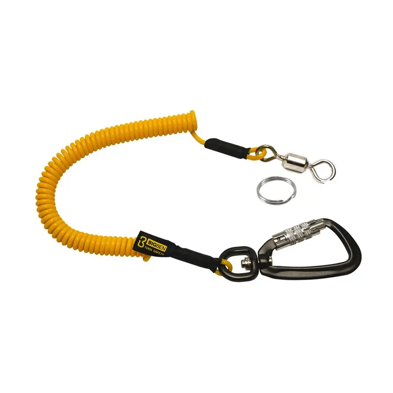 Bigben® 2M Memory Kevlar Tether With Swivel Locking Carabina And 24Mm Split Ring 1