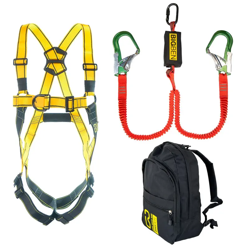 Bigben® Bigguy Backpack Harness Kit With Twin Elasticated Lanyard With 2X Alloy Scaffold Hooks 1