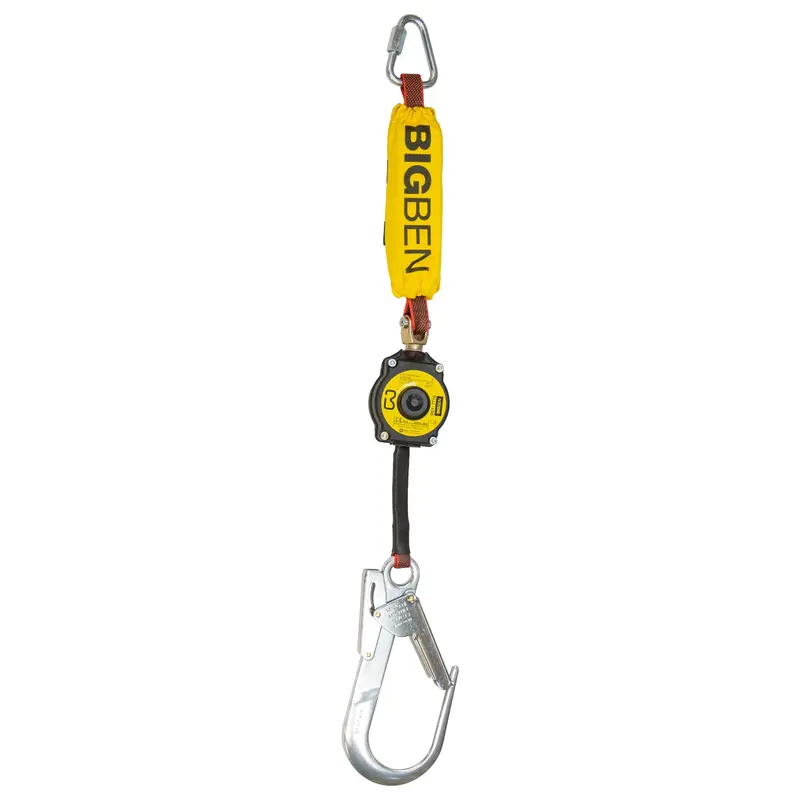 Bigben® Single Retractable Lanyard With Alloy Scaffold Hook - 1.8M 1