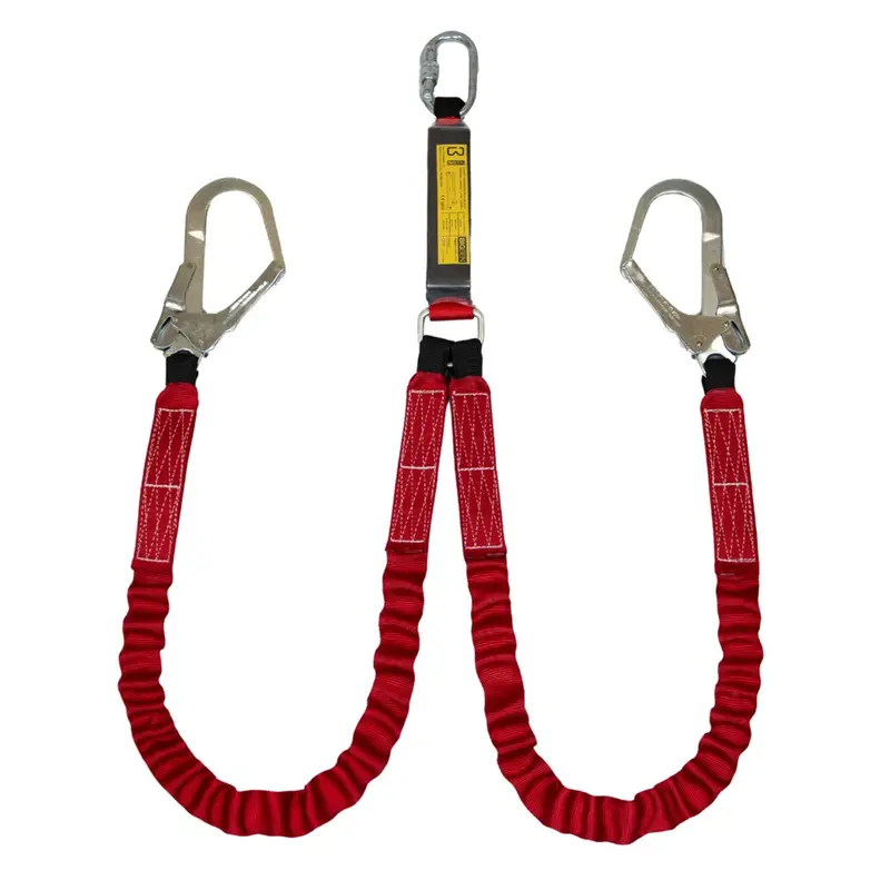 Bigben® Twin Tailed Elasticated Fall Arrest Lanyard With 2X Steel Scaff Hooks 1