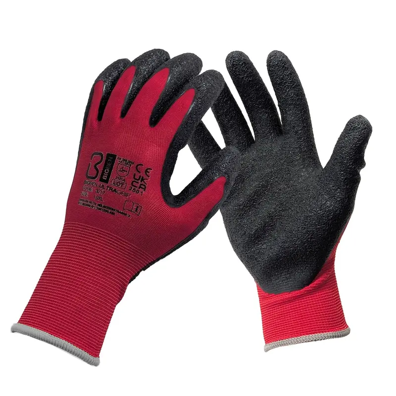 Bigben Ultragrip Dexterity Latex Coated Gloves, Red 1
