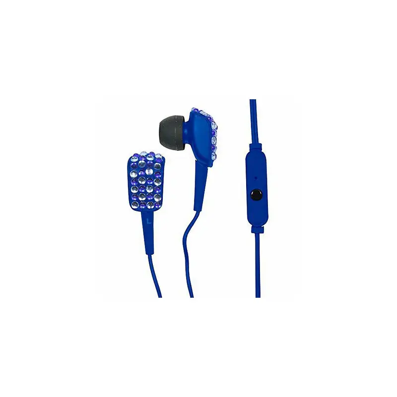 Bling Ear Buds With Microphone, Blue 1