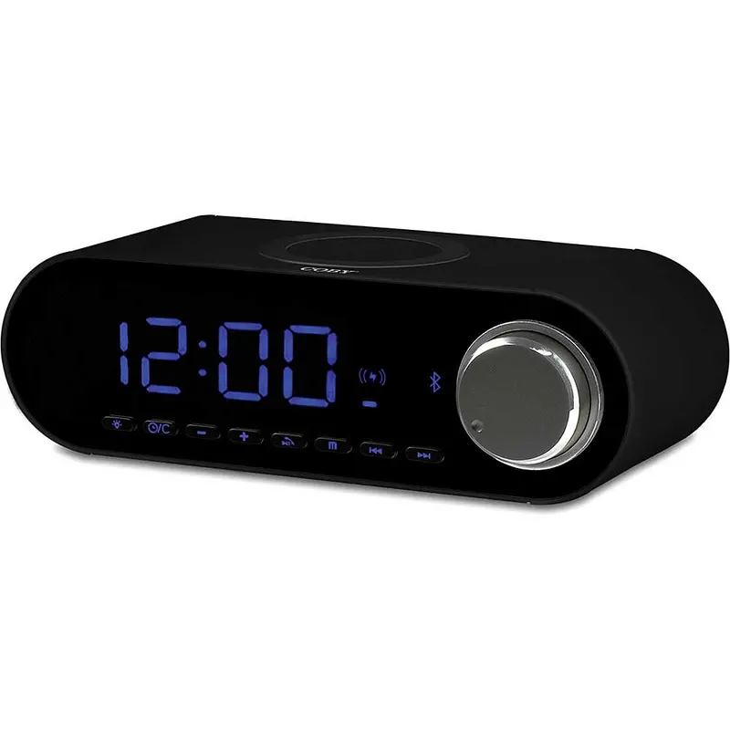 Clock Radio With Wireless Charger, Black 1