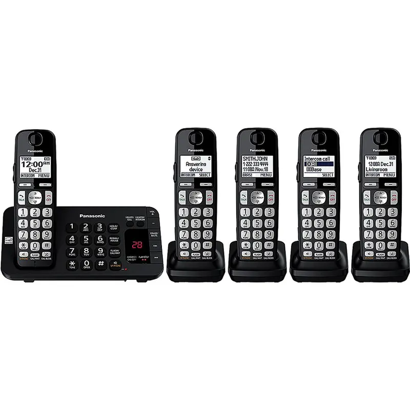 Cordless Phone With Answering Machine, 5 Handsets 1
