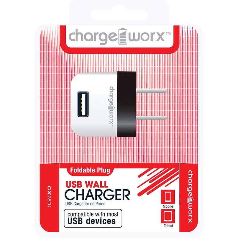 Cx2501bk Folding Usb Wall Charger, Black 1