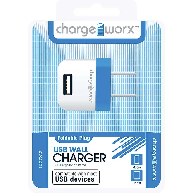 Cx2501bl Folding Usb Wall Charger, Blue 1