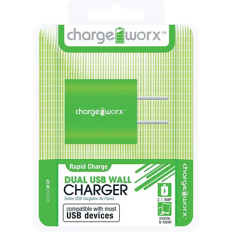 Cx2503gn 2.1A Dual Usb Wall Charger, Green 1