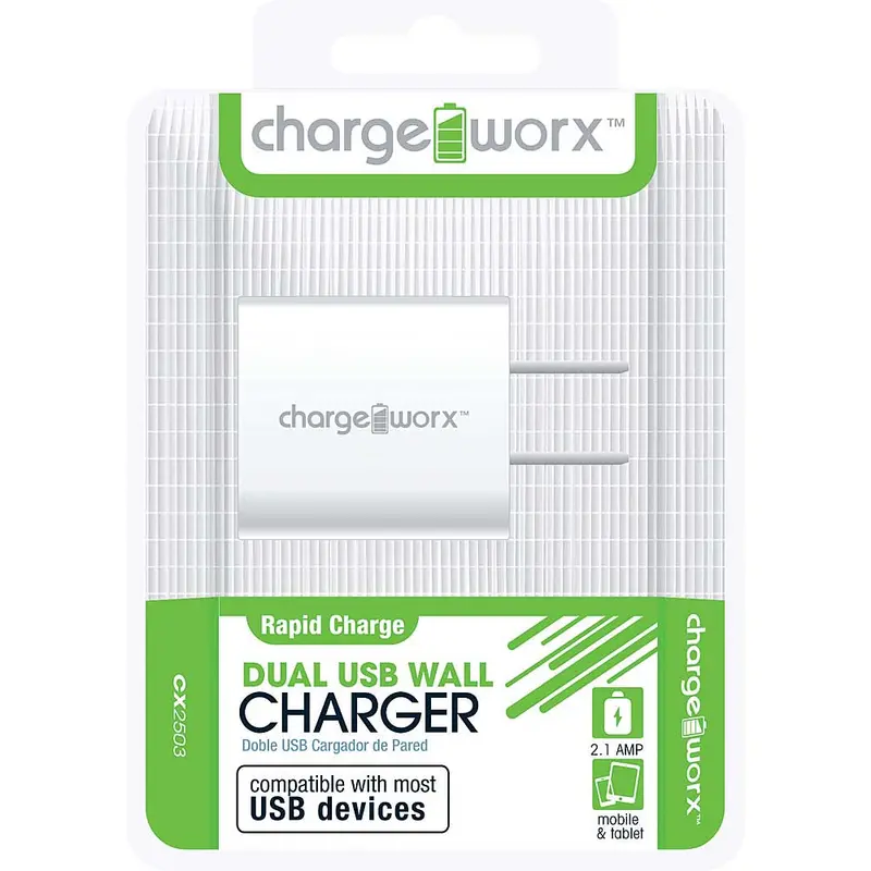 Cx2503wh 2.1A Dual Usb Wall Charger, White 1