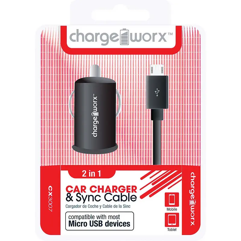 Cx3007bk Usb Car Charger & Micro-Usb Sync Cable, Black 1