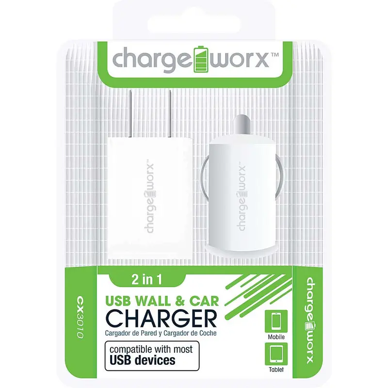 Cx3010wh Wall & Car Usb Charger, White 1