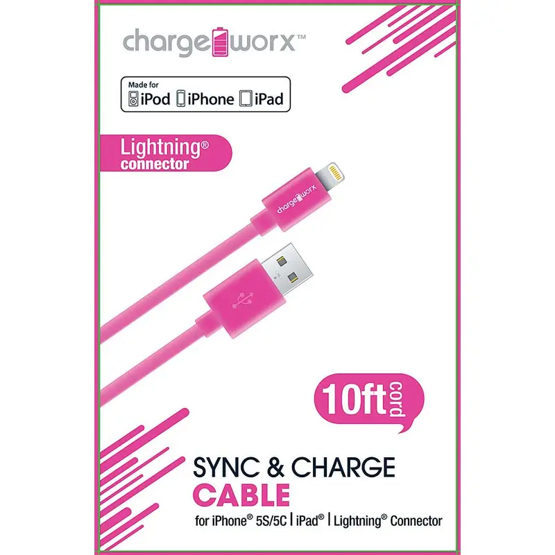 Cx4501pk 10Ft Lightning Sync & Charge Cable, Pink 1
