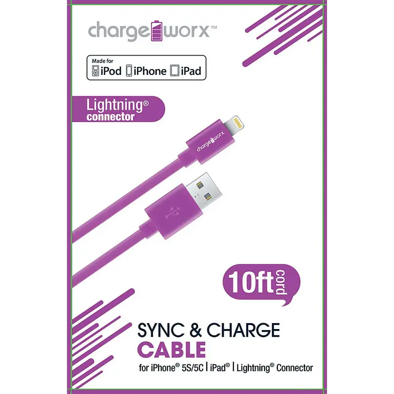Cx4501vt 10Ft Lightning Sync & Charge Cable, Purple 1