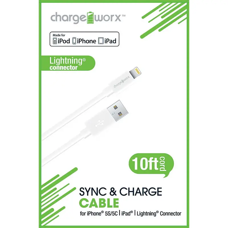 Cx4501wh 10Ft Lightning Sync & Charge Cable, White 1