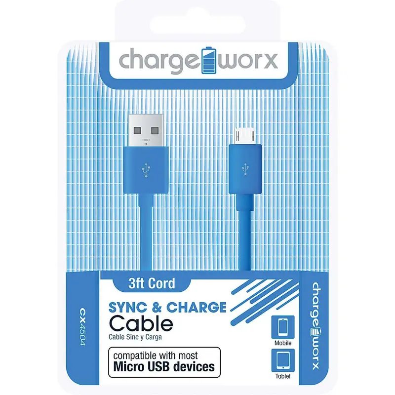 Cx4504bl 3Ft Micro-Usb Sync & Charge Cable, Blue 1