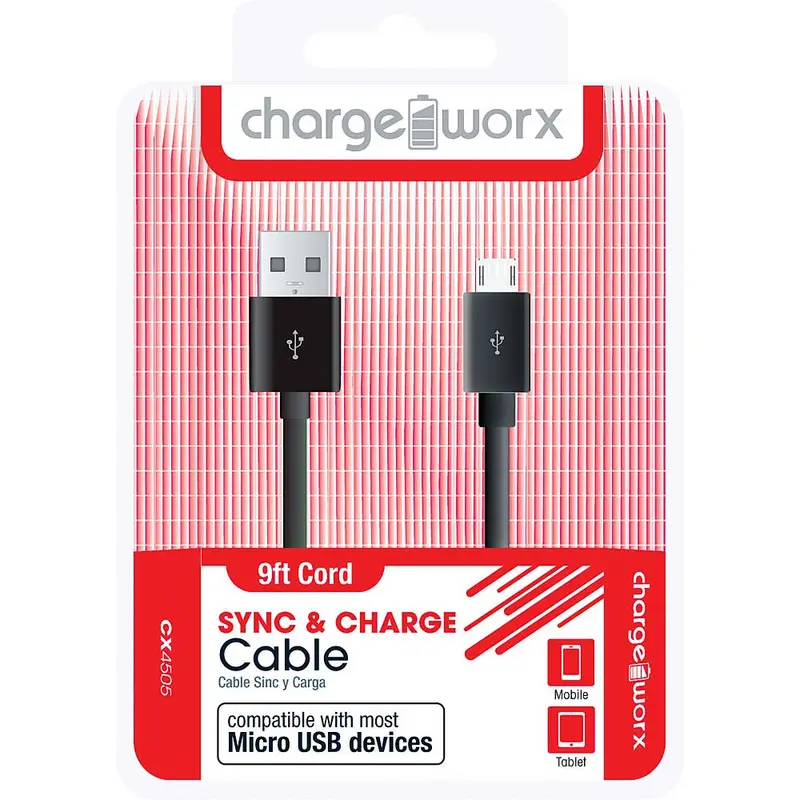 Cx4505bk 9Ft Micro-Usb Sync & Charge Cable, Black 1