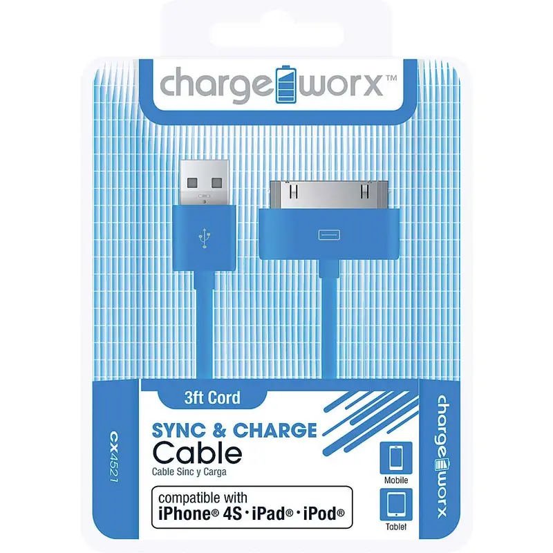 Cx4521bl 3Ft 30-Pin Sync & Charge Cable, Blue 1