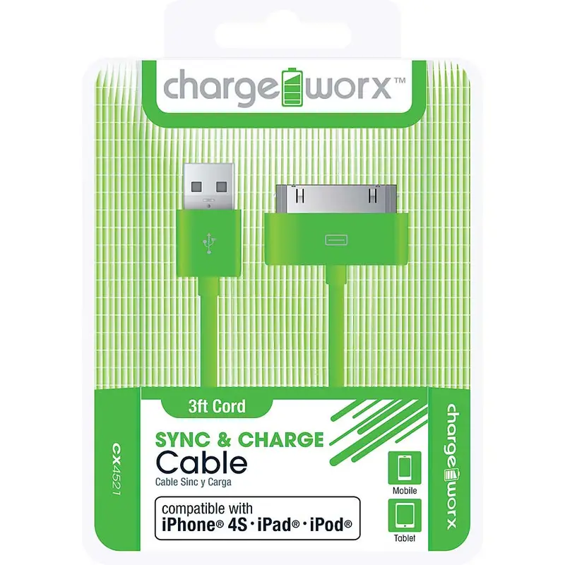 Cx4521gn 3Ft 30-Pin Sync & Charge Cable, Green 1